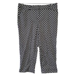 Zac &‎ Rachel Crop Pants Womens 10 Black White Geometric Lattice Capri Trousers